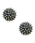 Neva Nude Burlesque Bowser Spike Pleather Reusable Silicone Pasties - Silver/Black