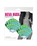 Neva Nude Sequins Sea Shells Under the Sea Pasties - Green/Blue
