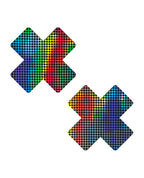 Neva Nude Holographic X Factor Pasties - Rainbow/Black