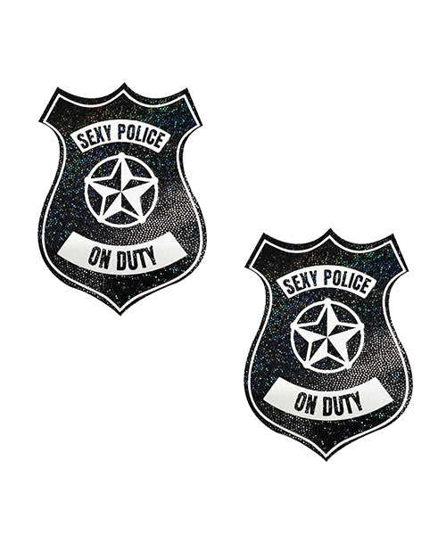 Neva Nude Sexy Police Badge Pasties - Black/White