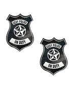 Neva Nude Sexy Police Badge Pasties - Black/White
