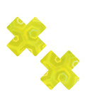 Neva Nude Holographic X Factor Pasties - Neon Yellow