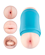 Delite Two Ways Mouth & Ass Masturbator - White