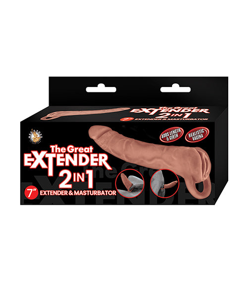 The Great Extender 1 7" Extender & Masturbator - Brown
