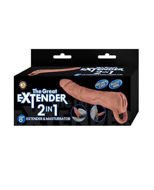The Great Extender 1 8" Extender & Masturbator - Brown