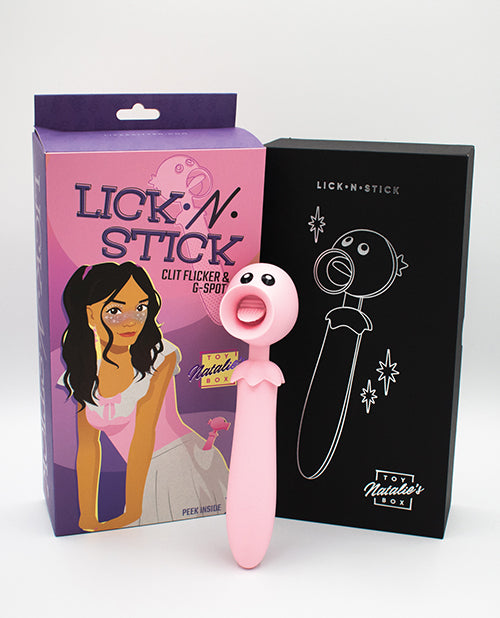 Natalie' Toy Box Lick n' Stick Clit Flicker & G - Spot Vibe - Pink