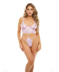 Zoe Peek A Boo Soft Cup Lace Teddy w/G - String Back Lavendula