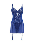 Kehlani Underwire Babydoll w/Detachable Garters & G - String - Cobalt Blue