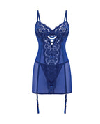 Kehlani Underwire Babydoll w/Detachable Garters & G - String - Cobalt Blue