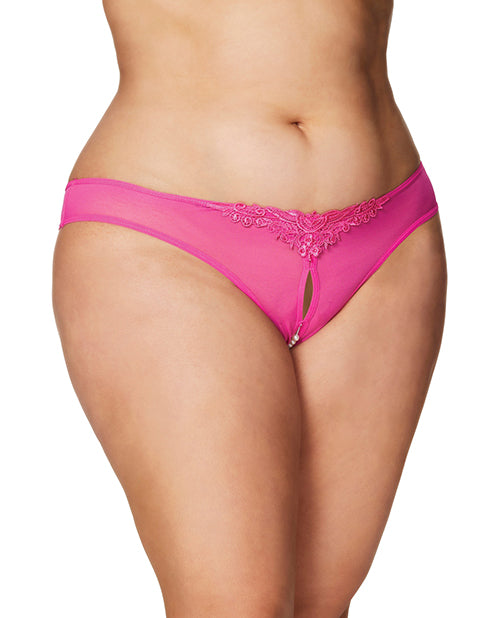 Crotchless Thong w/Pearls Hot Pink