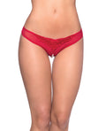 Crotchless Thong w/Pearls Red