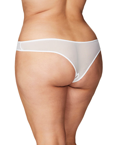 Crotchless Thong w/Pearls White