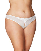 Crotchless Thong w/Pearls White