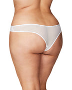 Crotchless Thong w/Pearls White