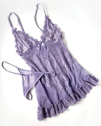 Valentine Lace Babydoll w/Bows & G - String - Purple