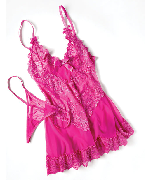 Valentine Lace Babydoll w/Bows & G - String - Rose