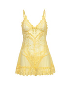 Valentine Lacey Babydoll w/G - String - Pale Banana
