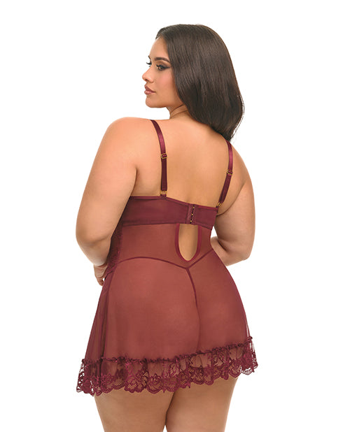 Valentine Lace Babydoll w/Bows & G - Sting - Zinfandel