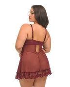 Valentine Lace Babydoll w/Bows & G - Sting - Zinfandel