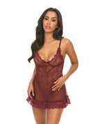 Valentine Lace Babydoll w/Bows & G - Sting - Zinfandel