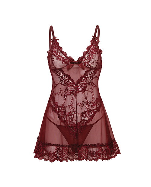 Valentine Lace Babydoll w/Bows & G - Sting - Zinfandel