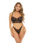 Cheyanne Underwire Eyelash Lace & Mesh Bra & G - String Black