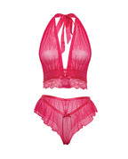 Maylah Mesh & Lace Halter 2 pc Set - Pink