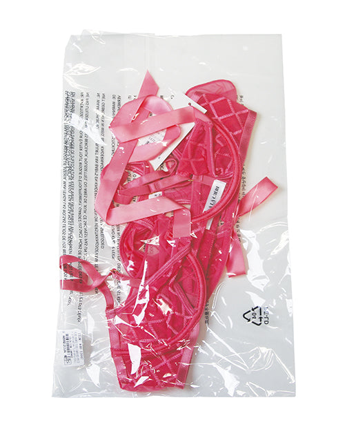 Aubrielle Diamond Mesh Underwire Bra w/Thong 2 pc Set - Pink