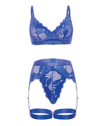 Delphi Lace 2 pc Set w/Attached Garter - Cobalt Blue