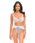 Elena Floral Embroidered 2 pc Set w/Skirted Bottom - White