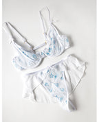 Elena Floral Embroidered 2 pc Set w/Skirted Bottom - White
