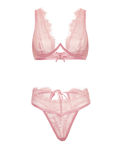 Beatriz Lace 2 pc Set w/Open Back - Pink