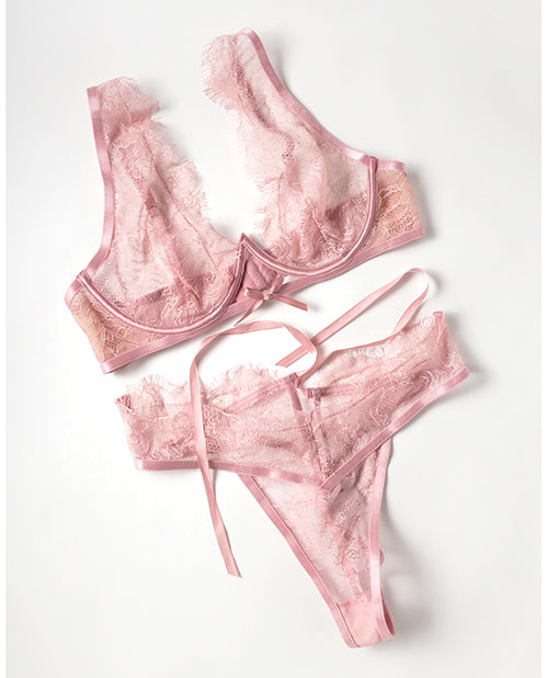 Beatriz Lace 2 pc Set w/Open Back - Pink