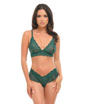 Alessia Soft Cup Lace & Mesh 2 pc Set w/Ruffle Details - Green