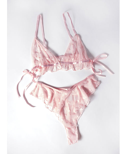 Julienne Soft Cup Heart Mesh 2 pc Set - Pink