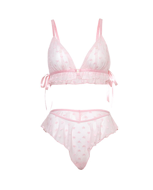 Julienne Soft Cup Heart Mesh 2 pc Set - Pink