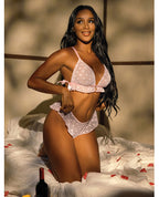Julienne Soft Cup Heart Mesh 2 pc Set - Pink