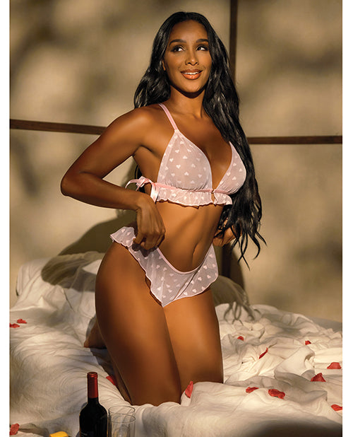 Julienne Soft Cup Heart Mesh 2 pc Set - Pink
