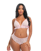 Julienne Soft Cup Heart Mesh 2 pc Set - Pink