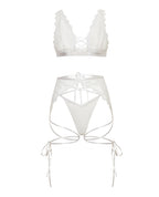 Naya Lace 3 pc Set w/Strap Details - White