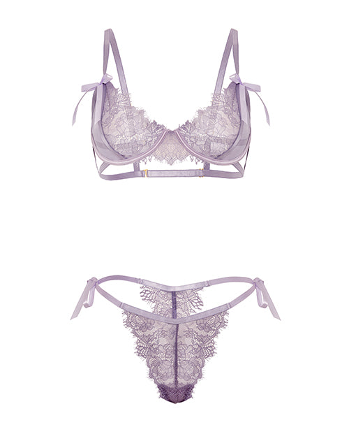 Dahlyia Lace 2 pc Set w/Decorative Ties - Purple