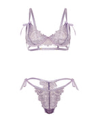 Dahlyia Lace 2 pc Set w/Decorative Ties - Purple