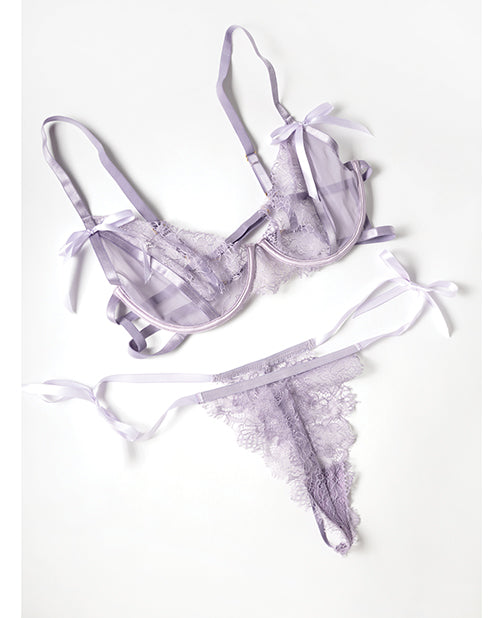Dahlyia Lace 2 pc Set w/Decorative Ties - Purple