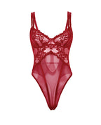 Marisol Lace & Mesh Unlined Underwire Teddy - Zinfandel
