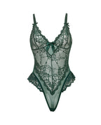 Valentine Soft Cup Lace Teddy w/Bow Details - Green