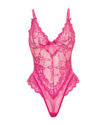 Valentine Lace Teddy w/Bow Details - Rose