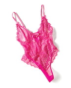 Valentine Lace Teddy w/Bow Details - Rose