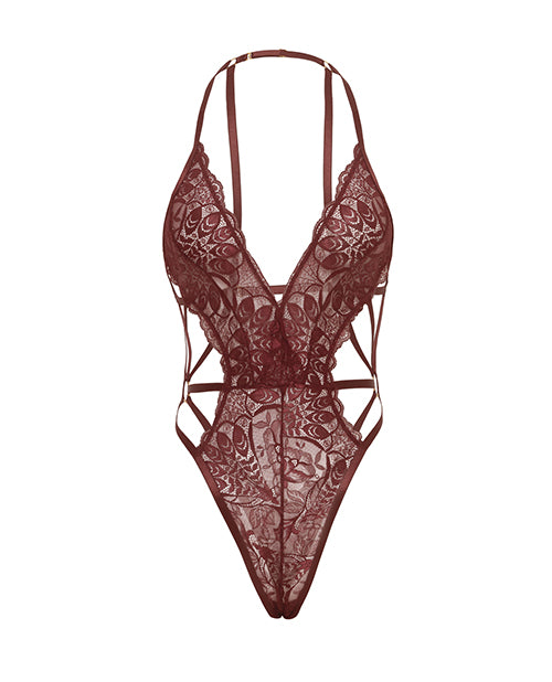 Lina Lace Halter Teddy - Zinfandel