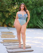 Emilia Floral Embroidered Teddy - Blue