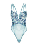 Emilia Floral Embroidered Teddy - Blue